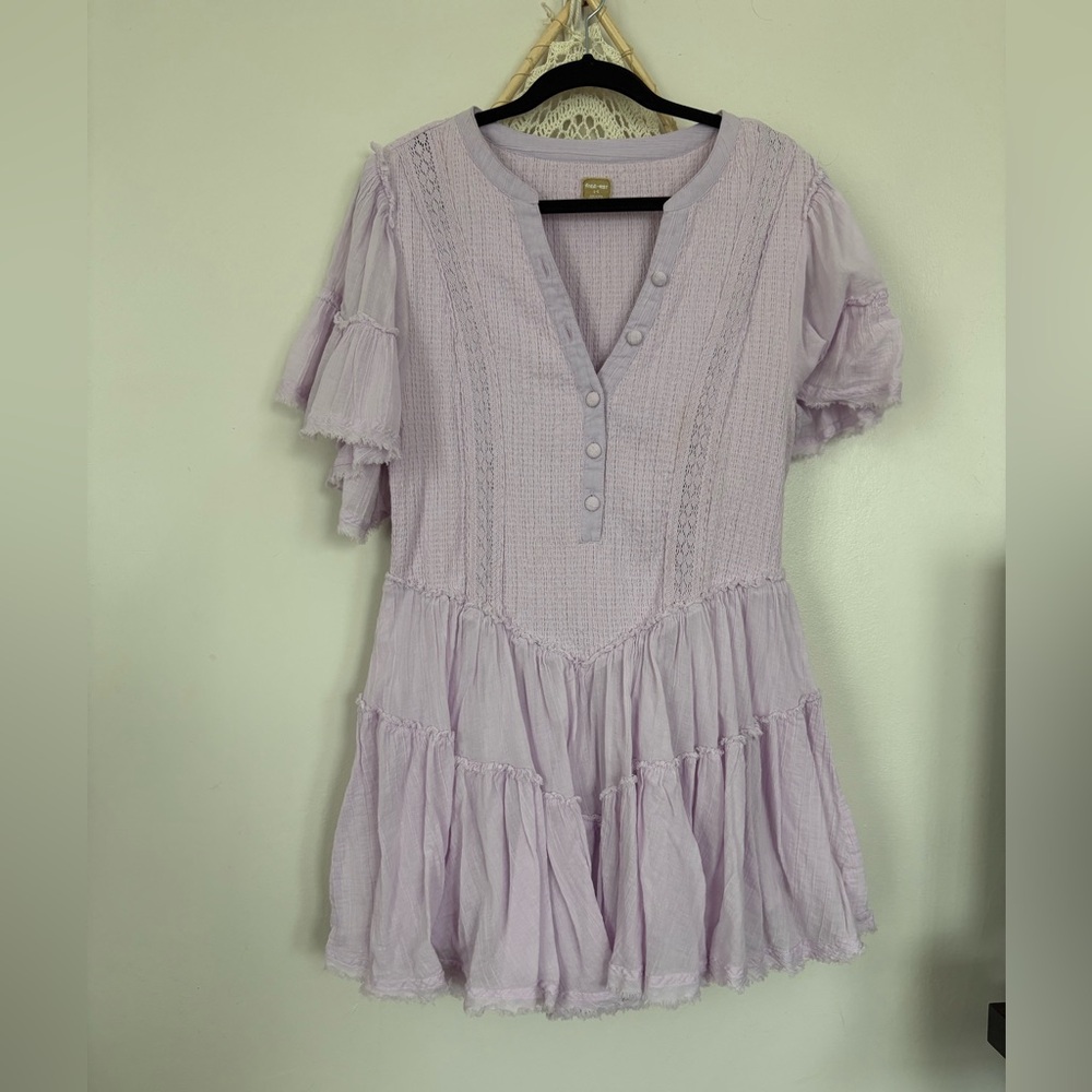 Free People Lilac Tiered Mini Dress